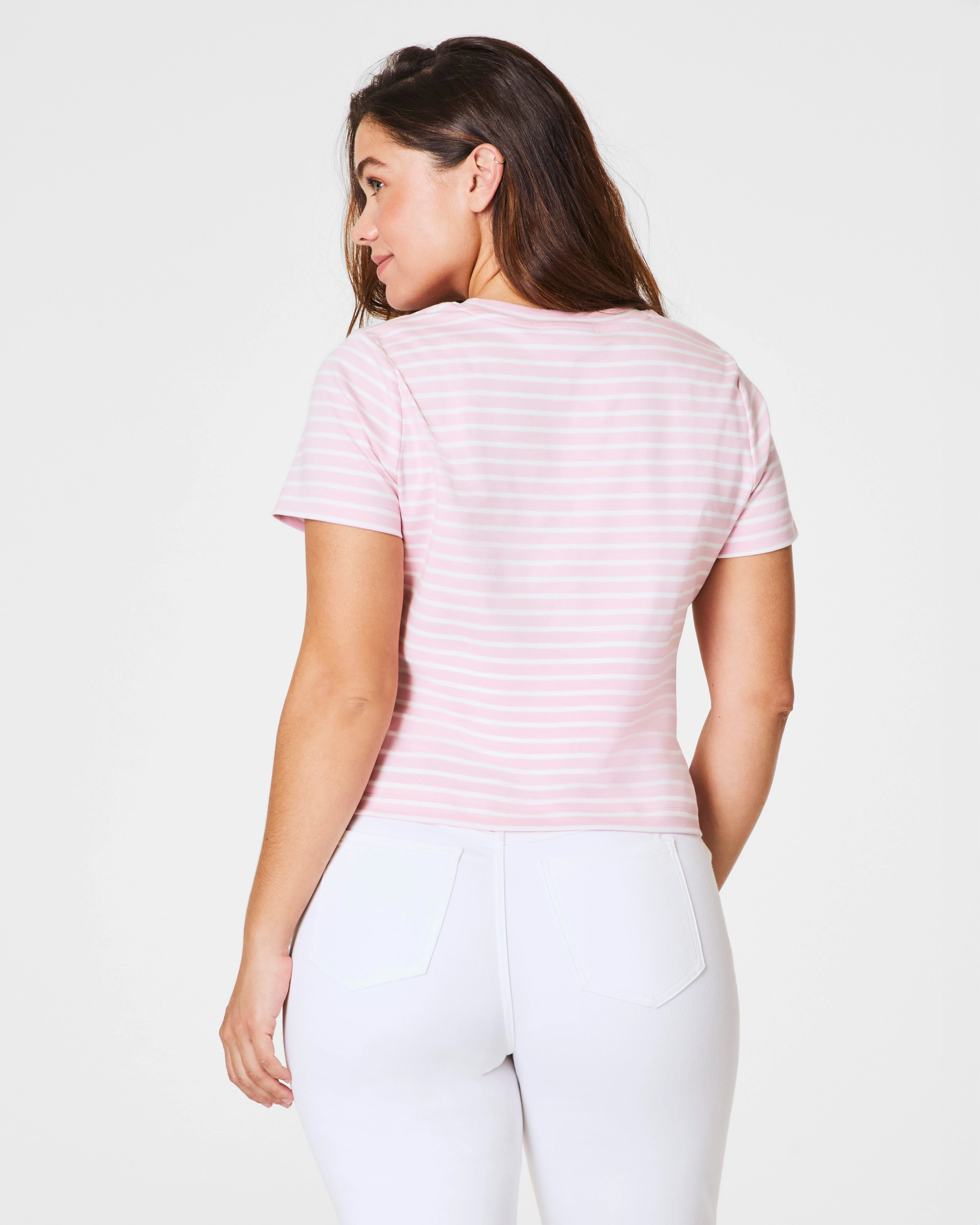 SPANX® Cotton Crewneck Tee, Stripe