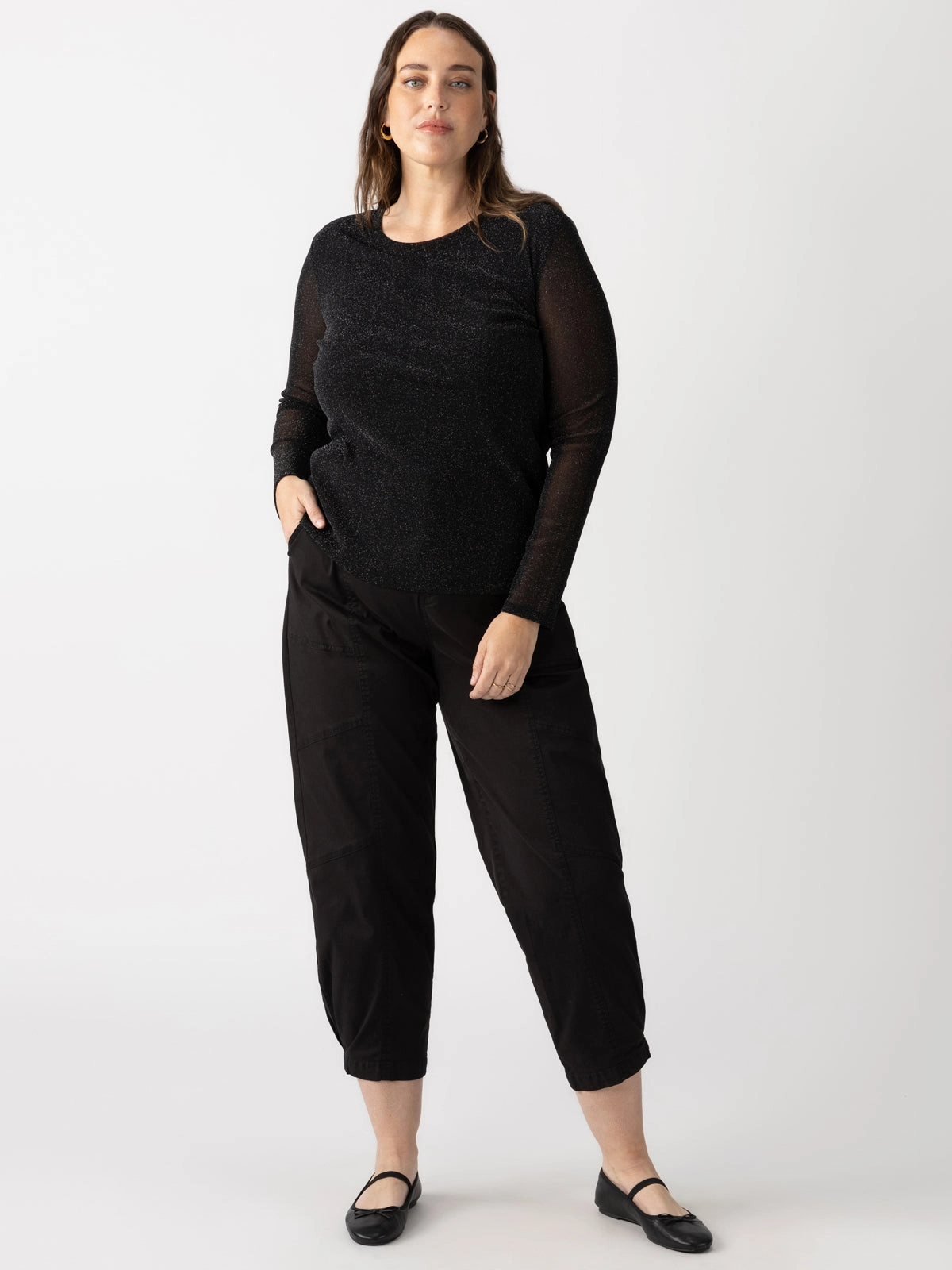 Sparkle Mesh Perfect Tee Black Extended Sizing