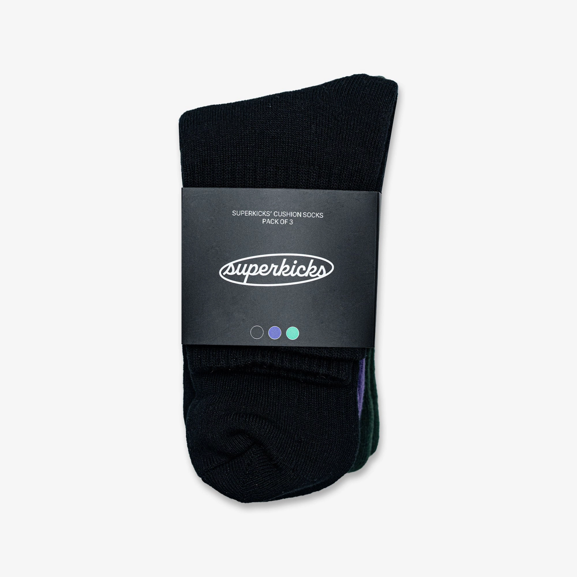 Superkicks | CREW SOCKS  { BLACK/PURPLE/GREEN