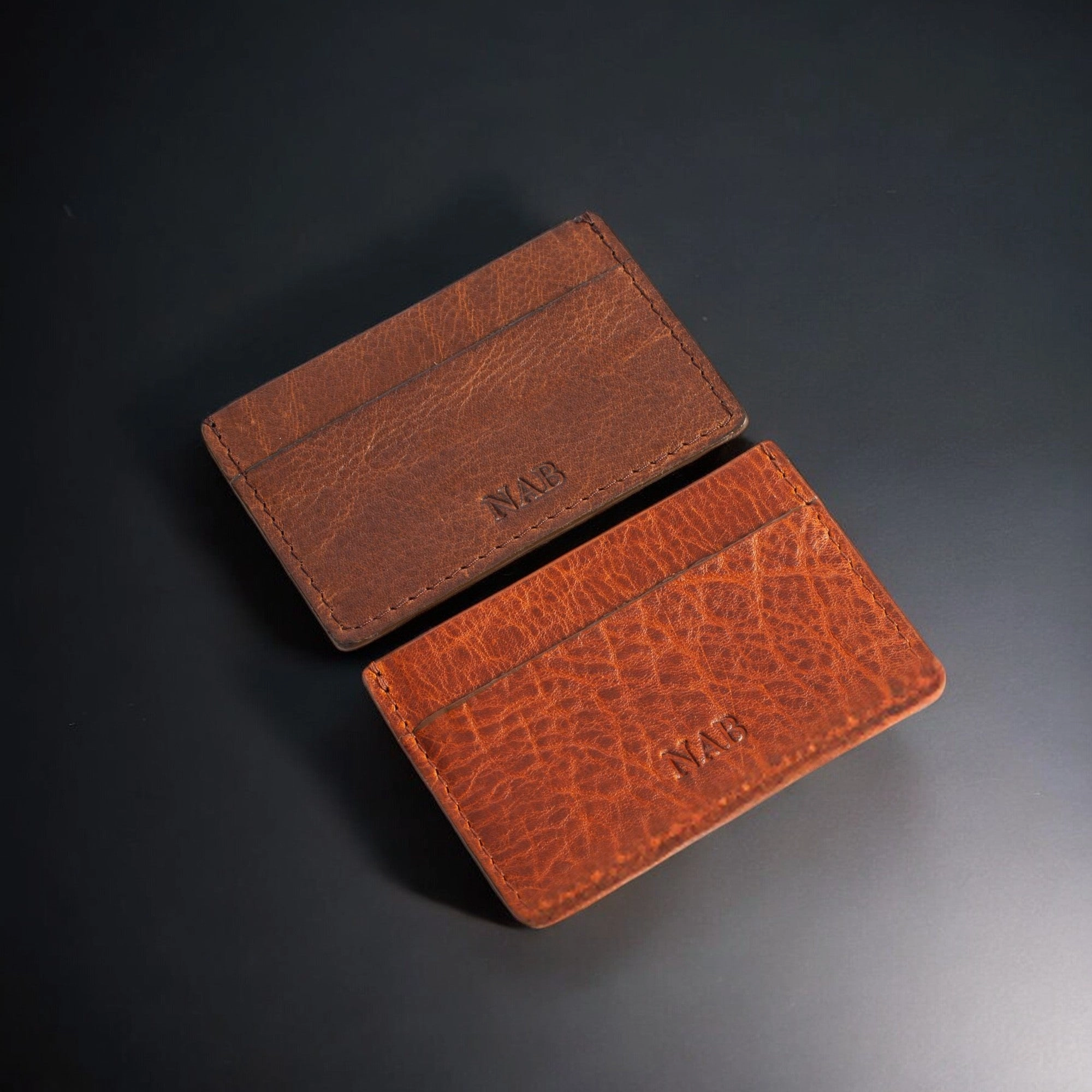 The Maverick Cardholder - Cognac American Pebble Grain Bison Leather Cardholder