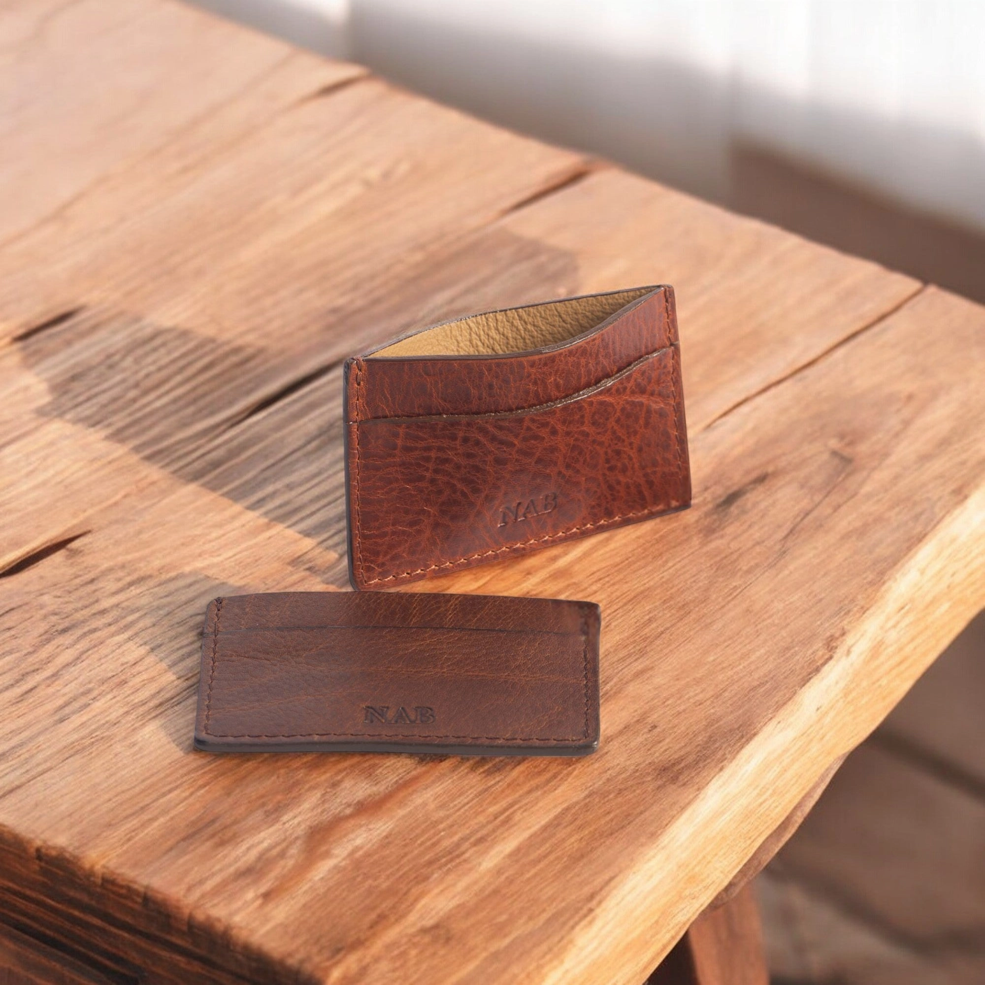 The Maverick Cardholder - Cognac American Pebble Grain Bison Leather Cardholder