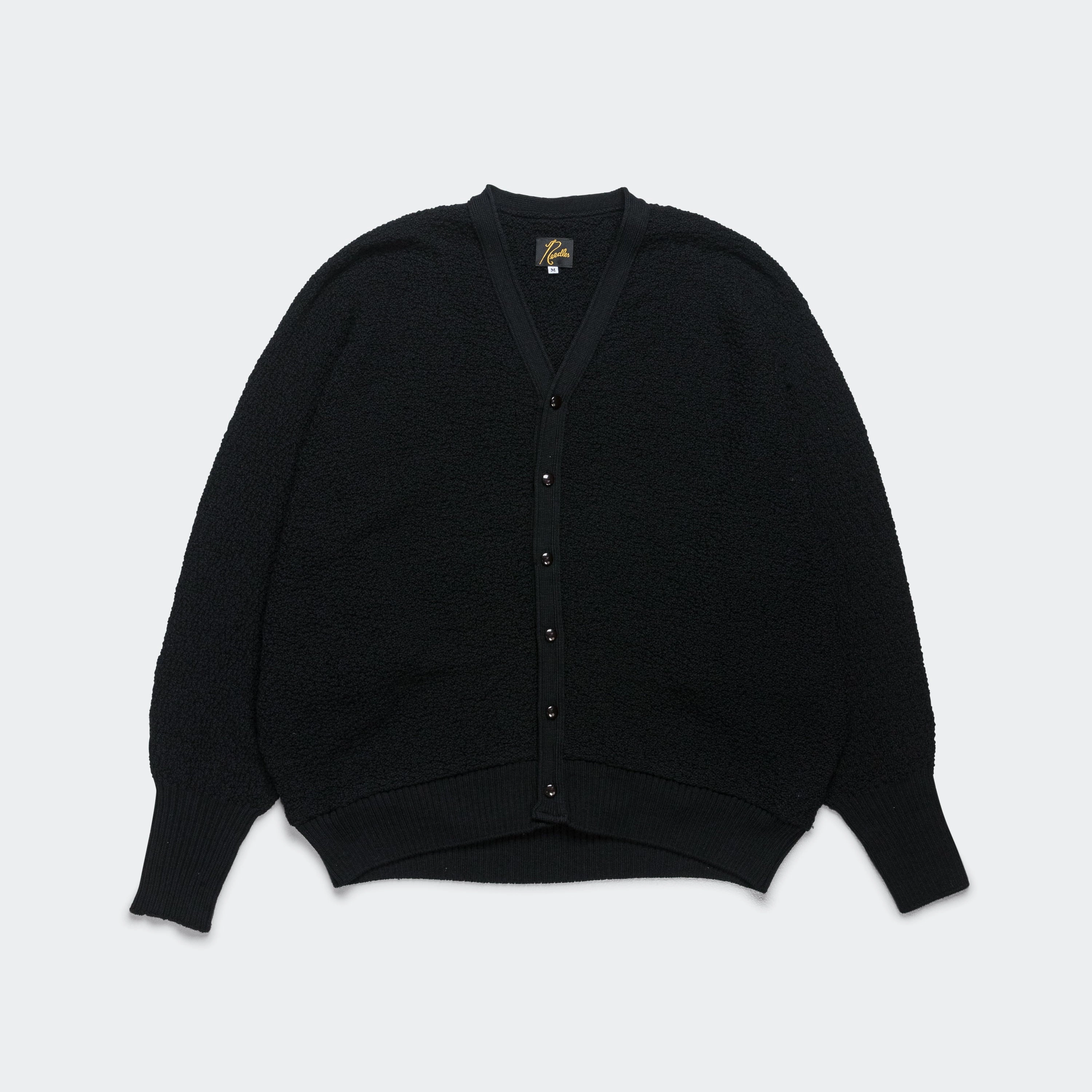 V-Neck Cardigan - Black Merino Wool Knit
