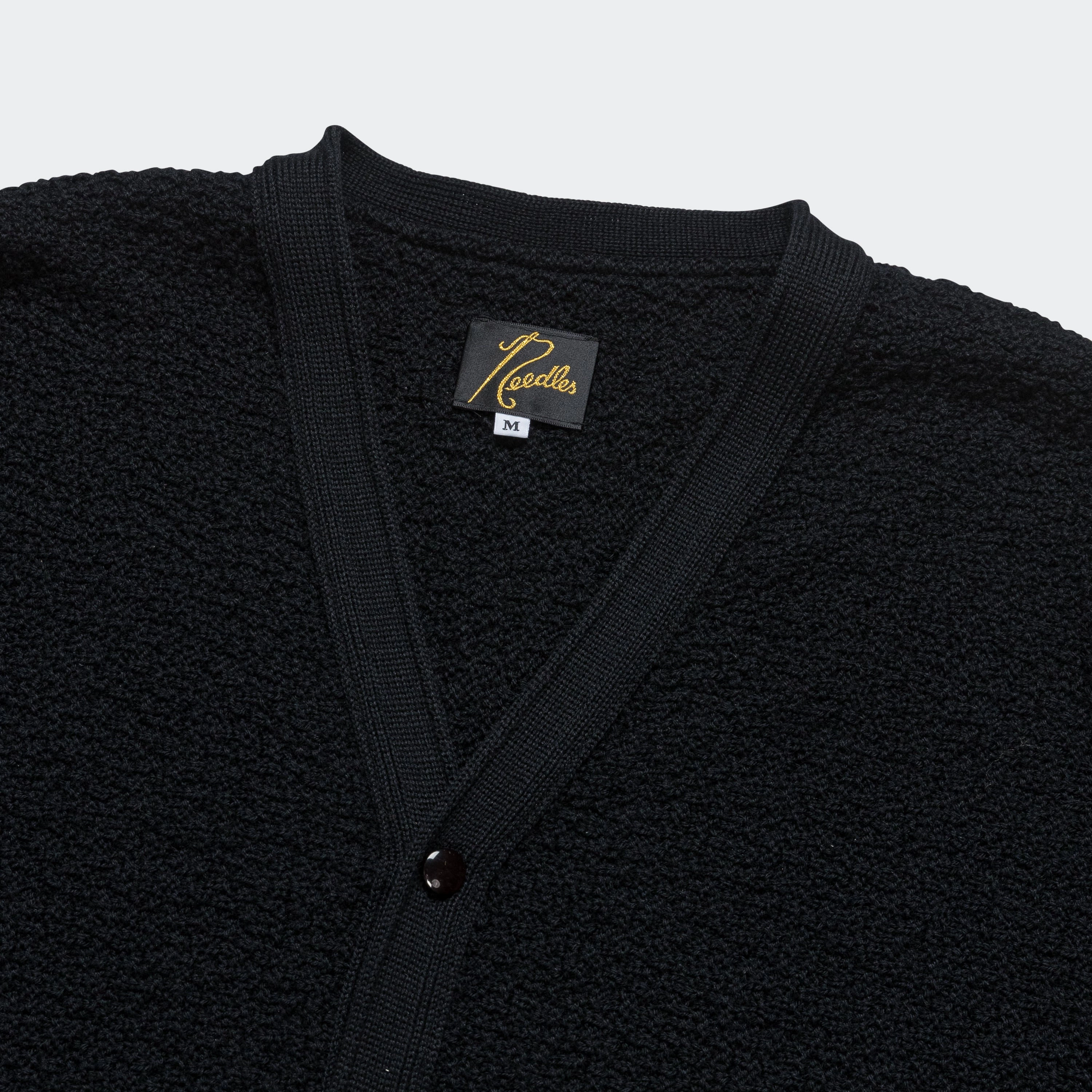 V-Neck Cardigan - Black Merino Wool Knit