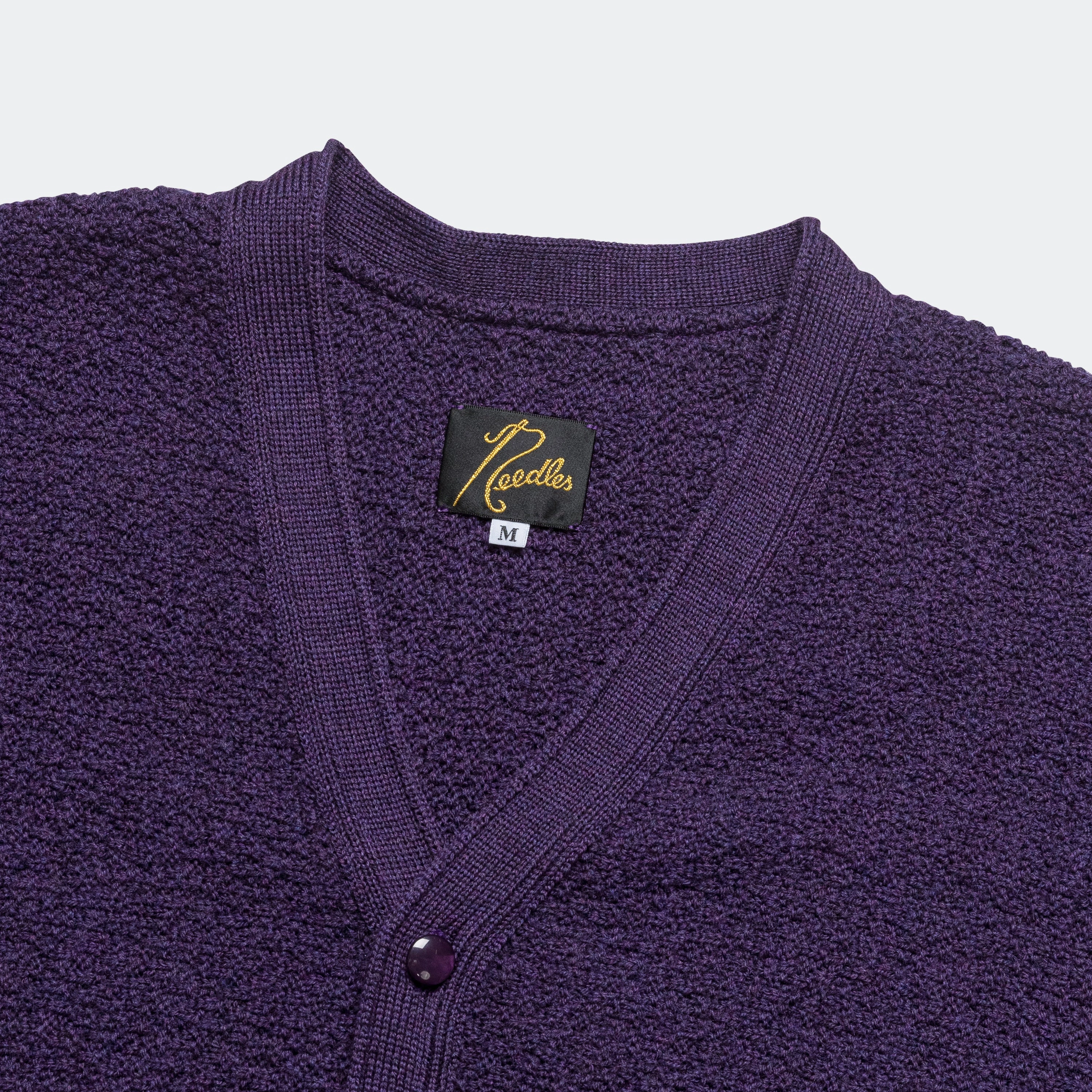 V-Neck Cardigan - Purple Merino Wool Knit