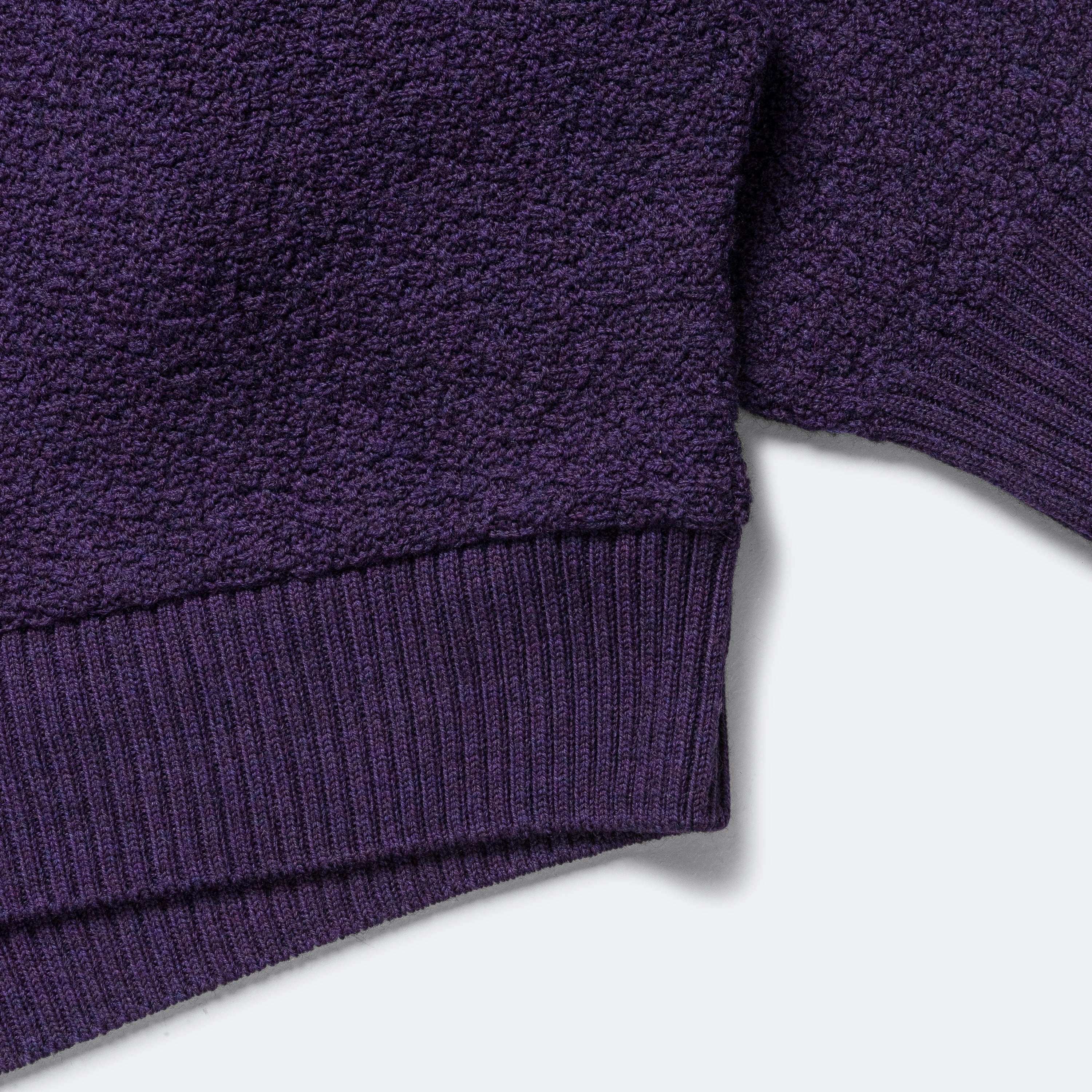 V-Neck Cardigan - Purple Merino Wool Knit