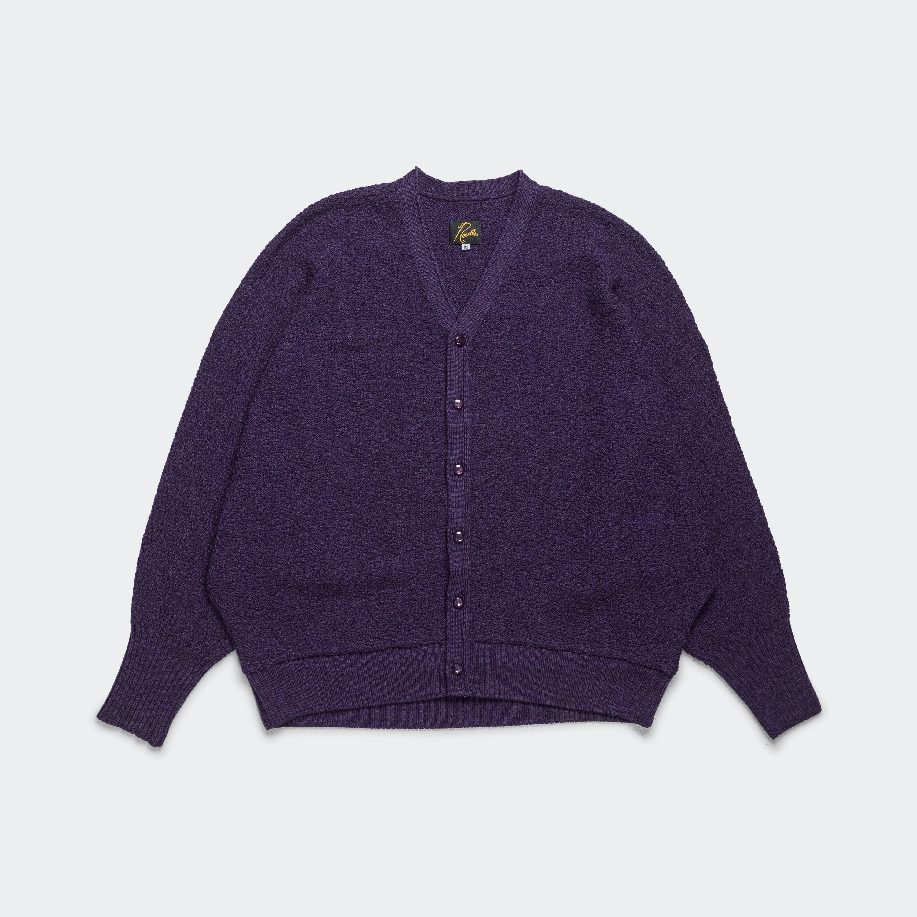 V-Neck Cardigan - Purple Merino Wool Knit