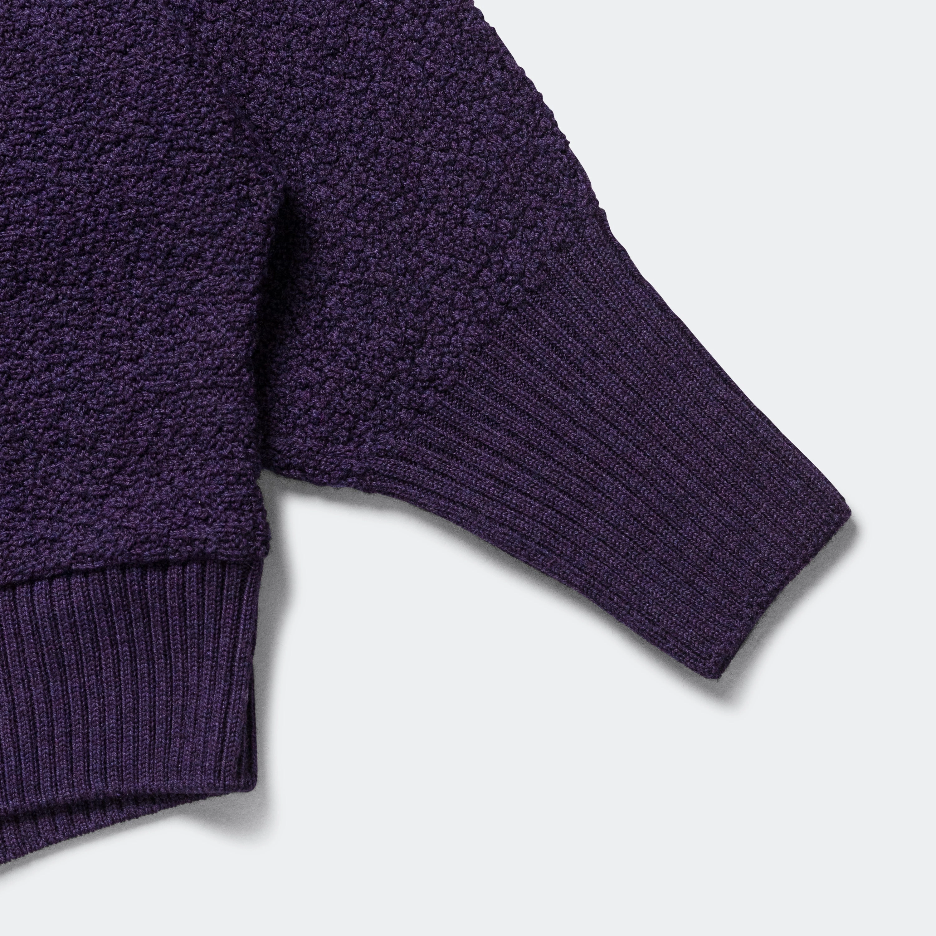 V-Neck Cardigan - Purple Merino Wool Knit