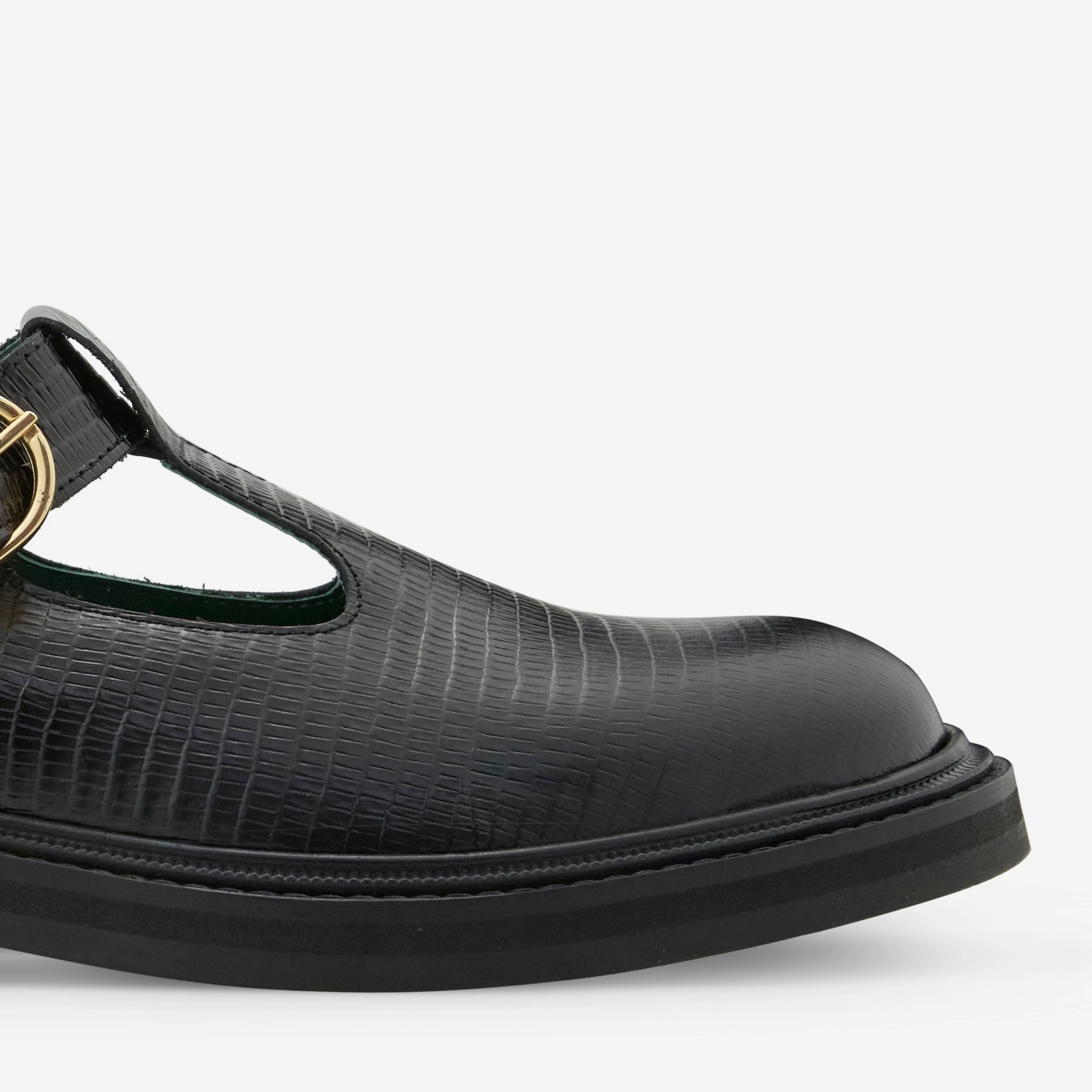Vinnee T-Strap Derby Black Lizard Pattern