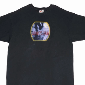 VINTAGE NIKE ALWAYS RUN BLACK TEE SHIRT 1990S SIZE XL