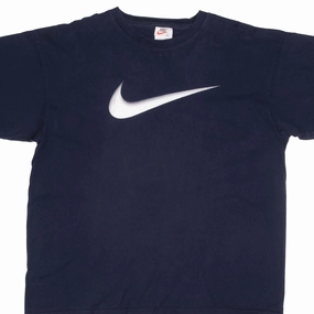 VINTAGE NIKE BIG SWOOSH BLUE TEE SHIRT LATE 1990S SIZE XL MADE IN USA