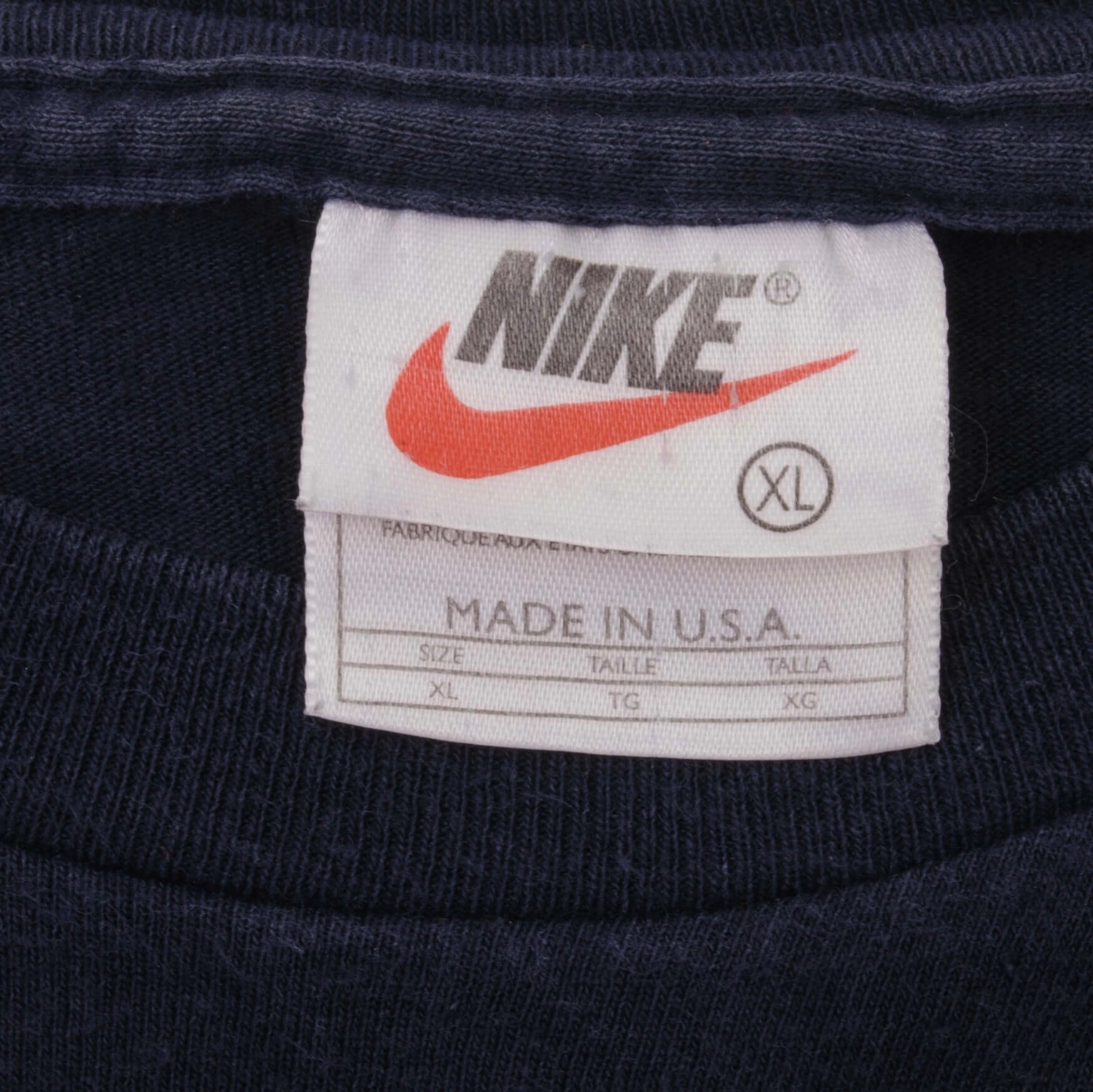 VINTAGE NIKE BIG SWOOSH BLUE TEE SHIRT LATE 1990S SIZE XL MADE IN USA