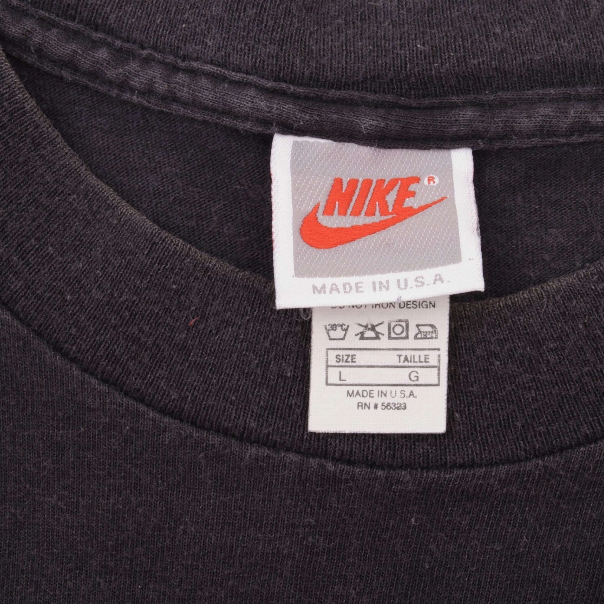 VINTAGE NIKE BIG SWOOSH DEFINITION TEE SHIRT LATE 1980S LARGE MADE IN USA
