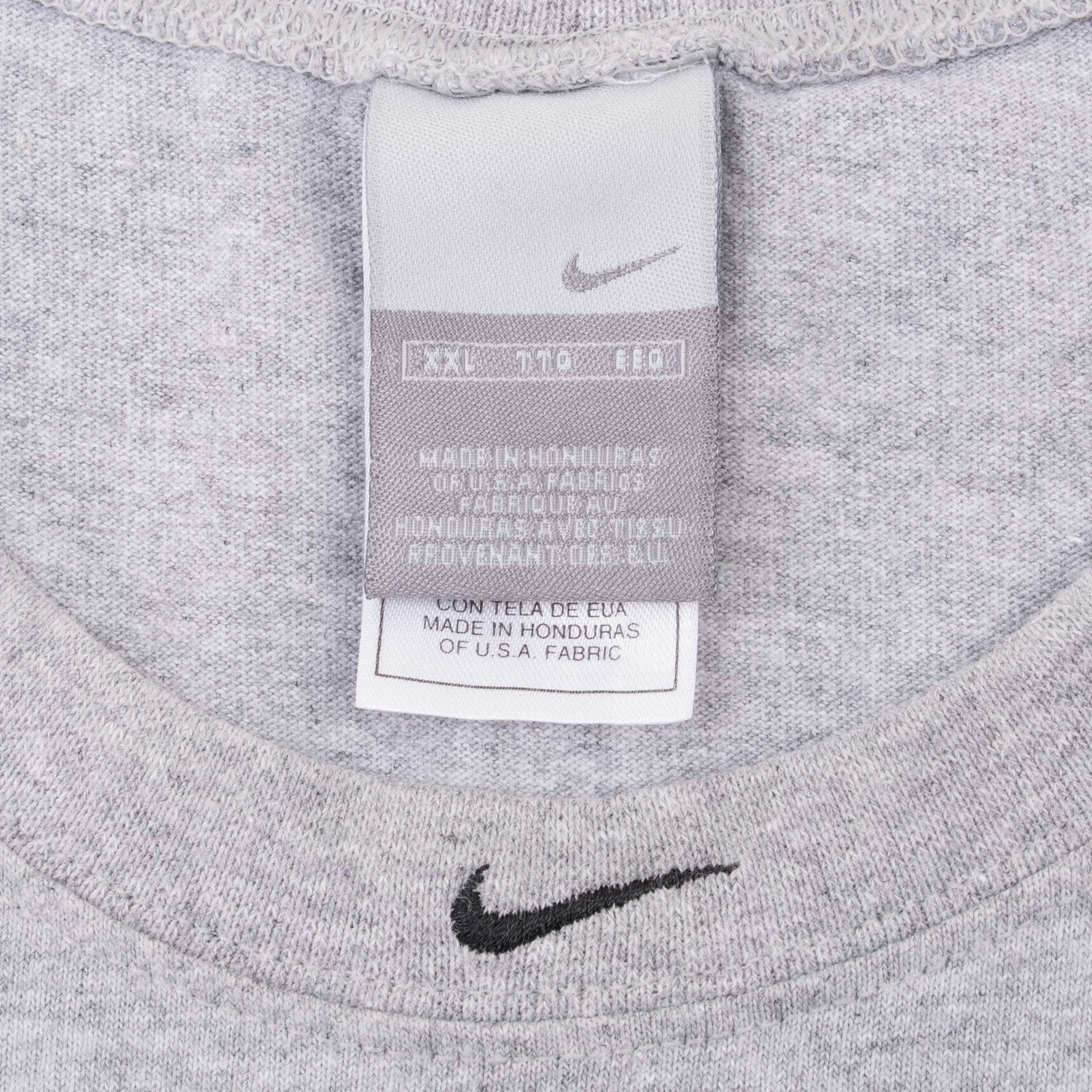 VINTAGE NIKE CENTER SWOOSH GREY TANK TOP TEE SHIRT 1990S 2XL