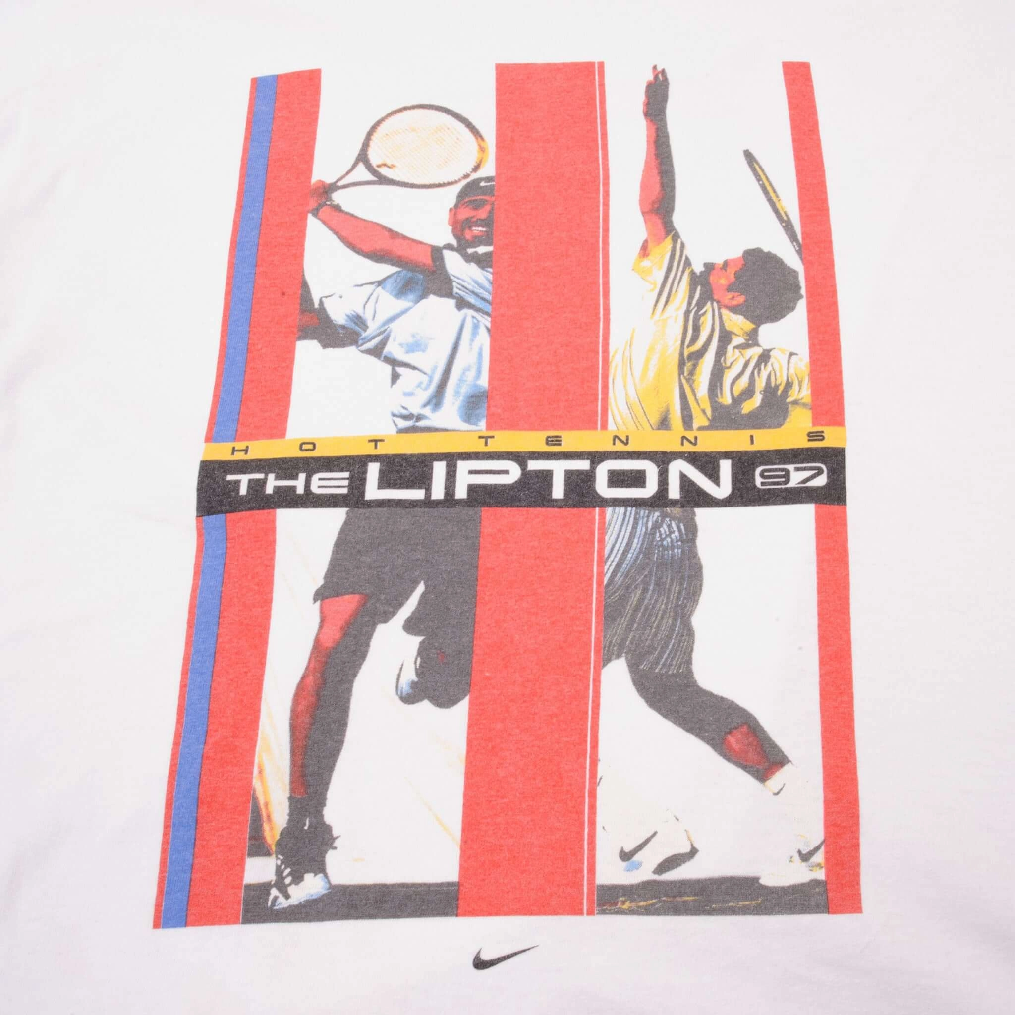 VINTAGE NIKE HOT TENNIS THE LIPTON 1997 TEE SHIRT SIZE SMALL MADE IN USA