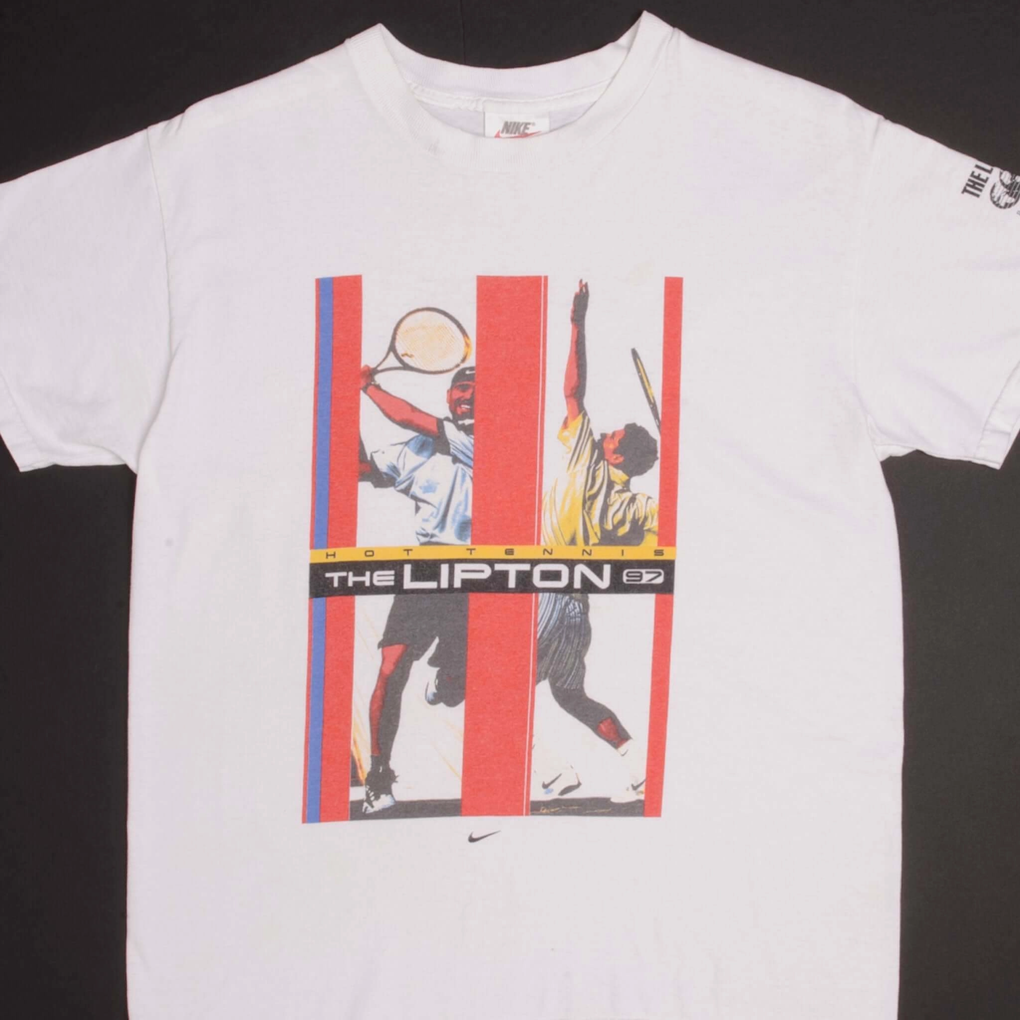 VINTAGE NIKE HOT TENNIS THE LIPTON 1997 TEE SHIRT SIZE SMALL MADE IN USA
