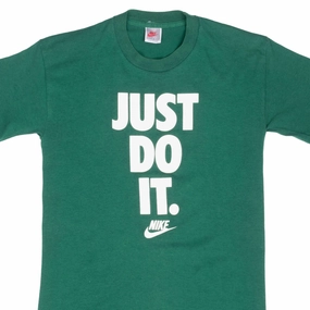 VINTAGE NIKE JUST DO IT GREEN TEE SHIRT LATE 1980S SMALL MADE IN USA