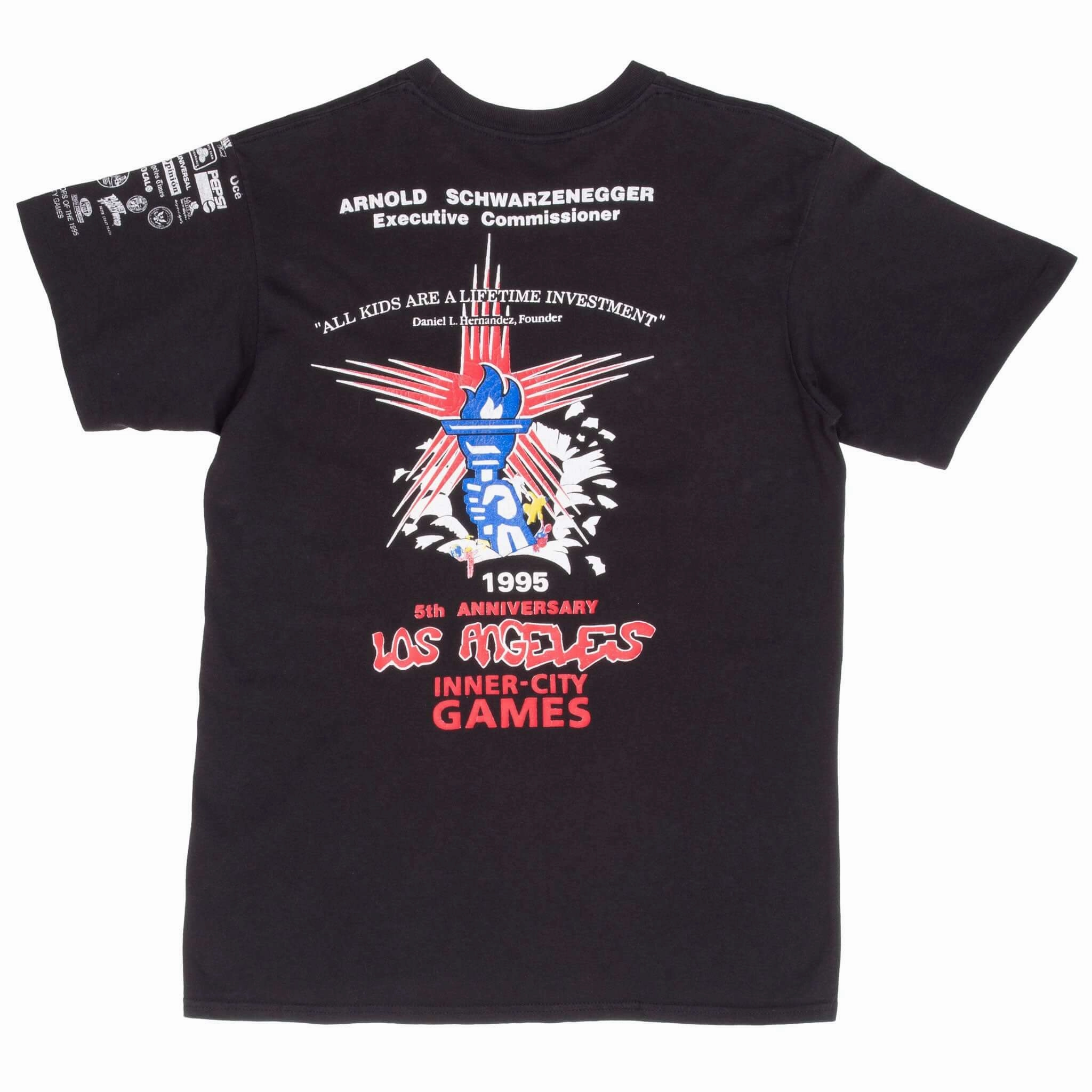 VINTAGE NIKE LOS ANGELES INNER CITY GAMES 1995 BLACK TEE SHIRT MEDIUM
