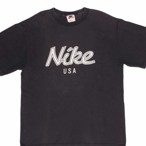 VINTAGE NIKE SPELLOUT BLACK TEE SHIRT 1990S SIZE MEDIUM MADE IN USA