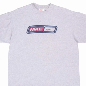 VINTAGE NIKE SPELLOUT GREY TEE SHIRT 1990S LARGE