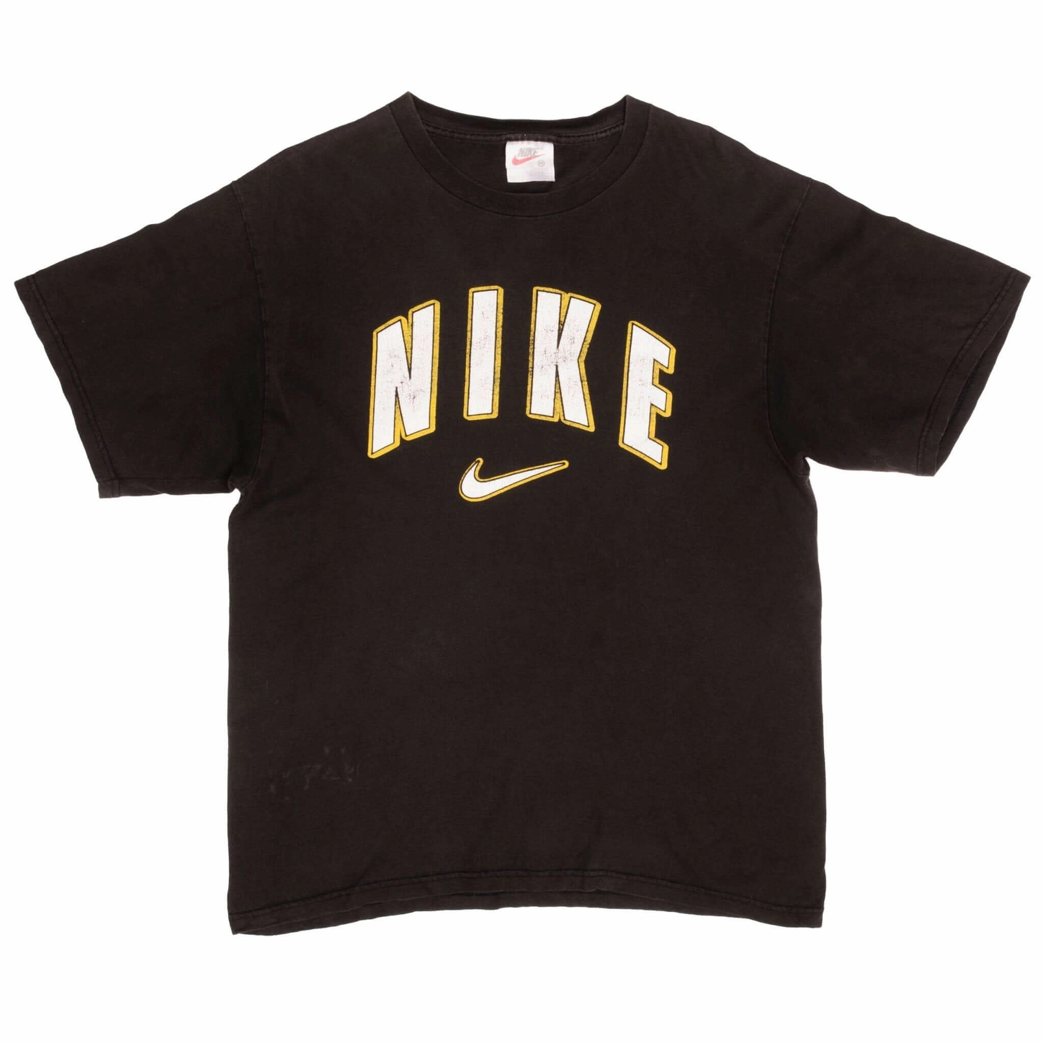 VINTAGE NIKE SWOOSH BLACK TEE SHIRT LATE 1990S MEDIUM MADE IN USA
