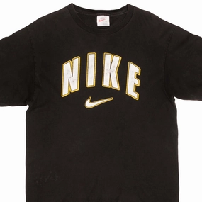 VINTAGE NIKE SWOOSH BLACK TEE SHIRT LATE 1990S MEDIUM MADE IN USA