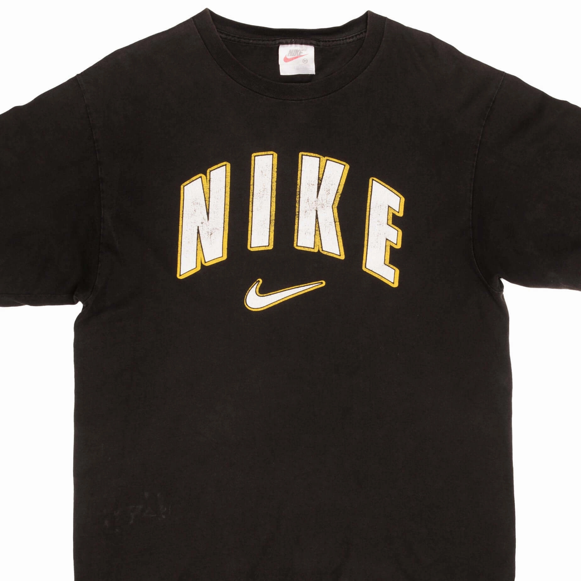 VINTAGE NIKE SWOOSH BLACK TEE SHIRT LATE 1990S MEDIUM MADE IN USA