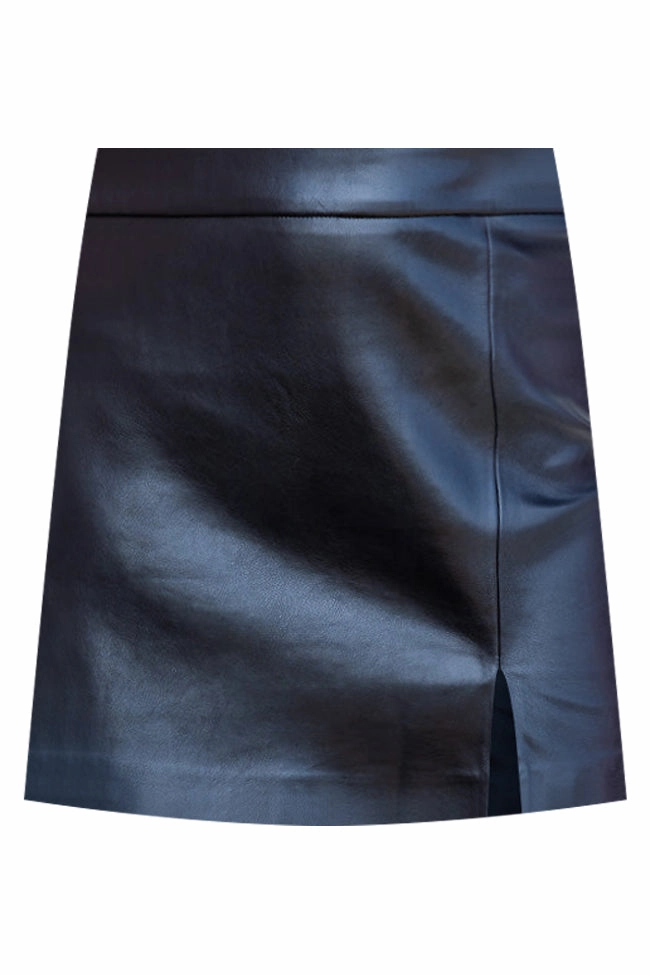 Wish I Could Go Back Black Faux Leather Mini Skirt FINAL SALE