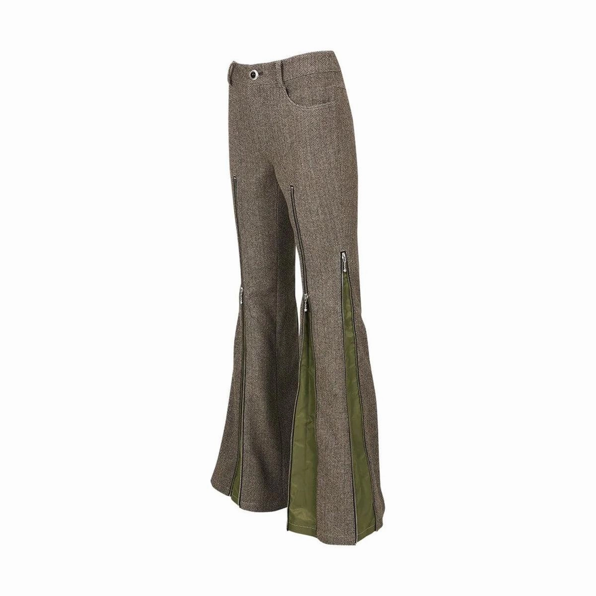 Wmns Aika Herringbone Zip-Up Bell Pants 'Grey'