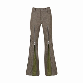 Wmns Aika Herringbone Zip-Up Bell Pants 'Grey'