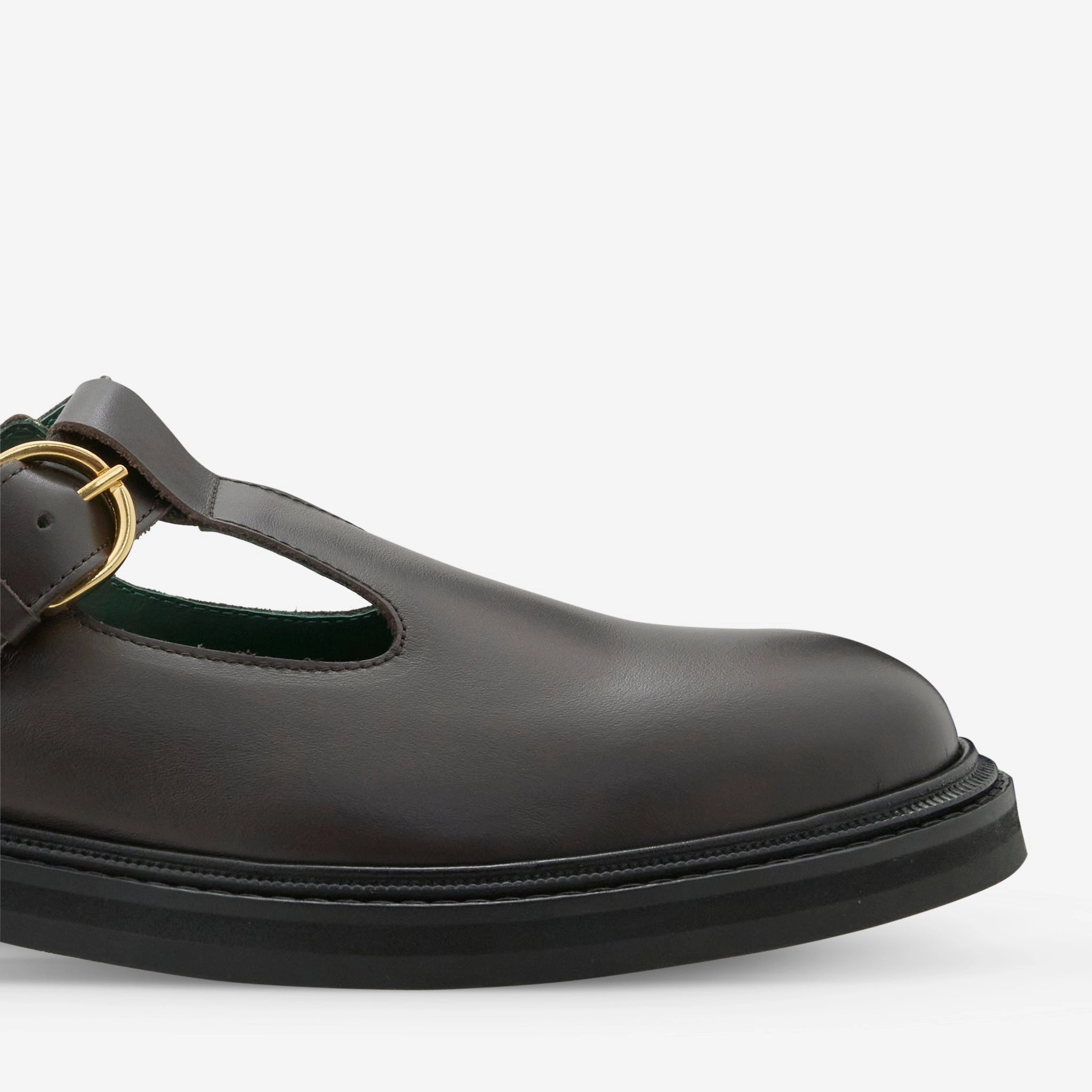 Women's Vinnee T-Strap Derby Dark Brown Leather
